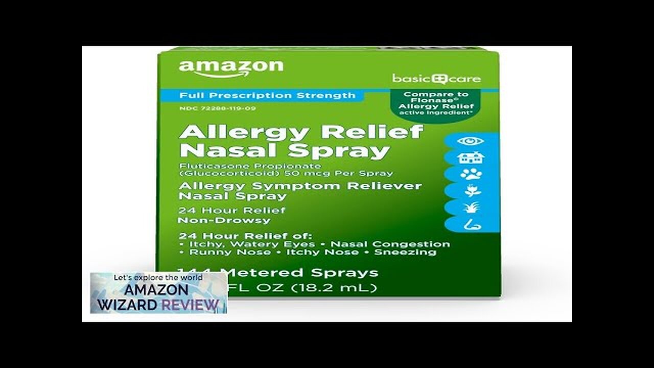 Amazon Basic Care 24-Hour Allergy Relief Nasal Spray Fluticasone Propionate (Glucocorticoid Review