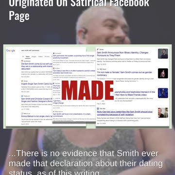 Fact Check: Singer Sam Smith Is NOT 'Self-Partnered' -- Originated On Satirical Facebook Page