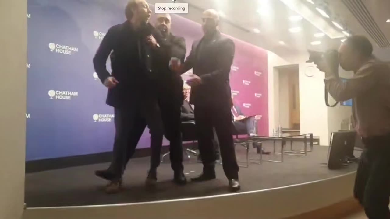 Pro-Palestinian activists storms the stage and disrupt UK business secretary