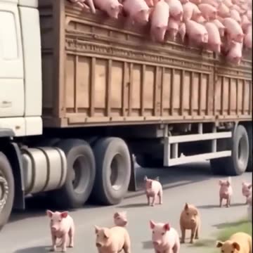 Group of Pigs Jumping