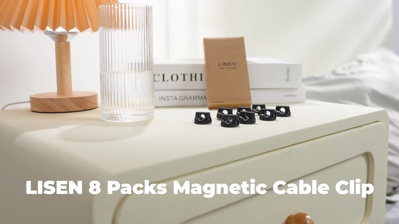 8-Pack Magnetic Cable Clips – Snap-On Cord Organizer for Desk, Car & Home