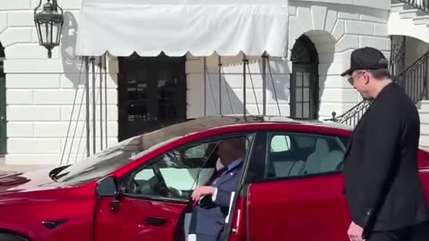 Here's President Trump Getting Behind the Wheel of a Tesla