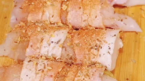 Cheesy Backon wrapped chicken Baguette