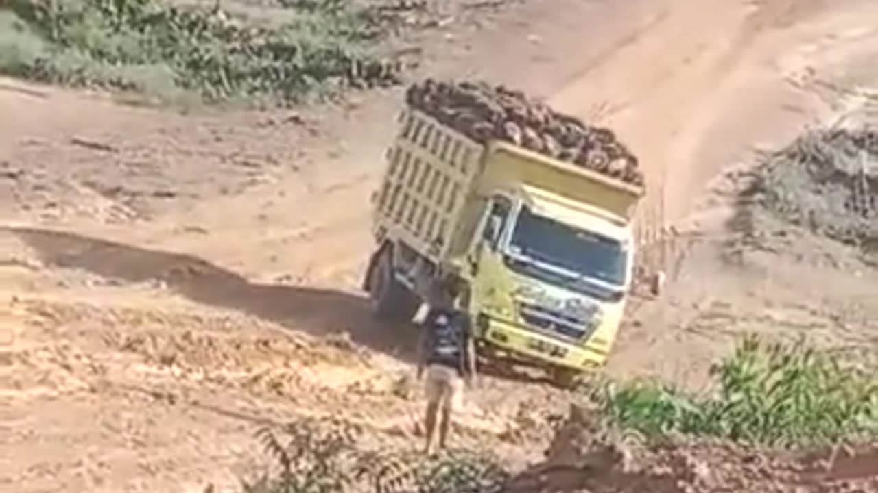 The truck tilted until it was about to roll over