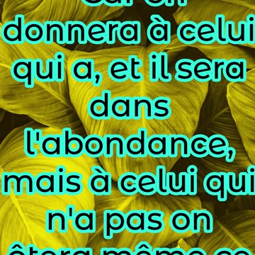 "Le Principe de l'Abondance et de la Fidélité" Matthieu 25:29#shorts #youtube #jesus #ytshorts #yt