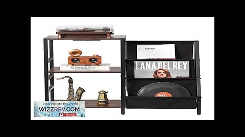 3 Tiers Record Player with LED Light & USB Ports Metal Vinyl