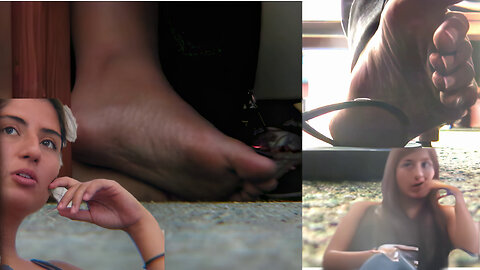 PREVIEW College Indian French Tip Toes and Brunette Candid Feet w/Scrunching, Shoeplay, and Soles