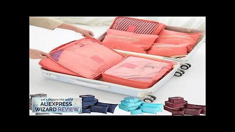 6 Pcs/Set Pink/Blue/Grey Travel Storage Bag Large Capacity Waterproof Luggage Clothing Review