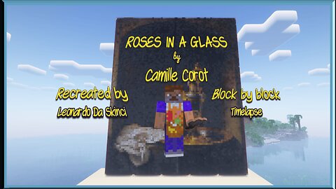 Masterpieces in voxel art | Roses in a Glass | Original artist Jean-Baptiste-Camille Corot