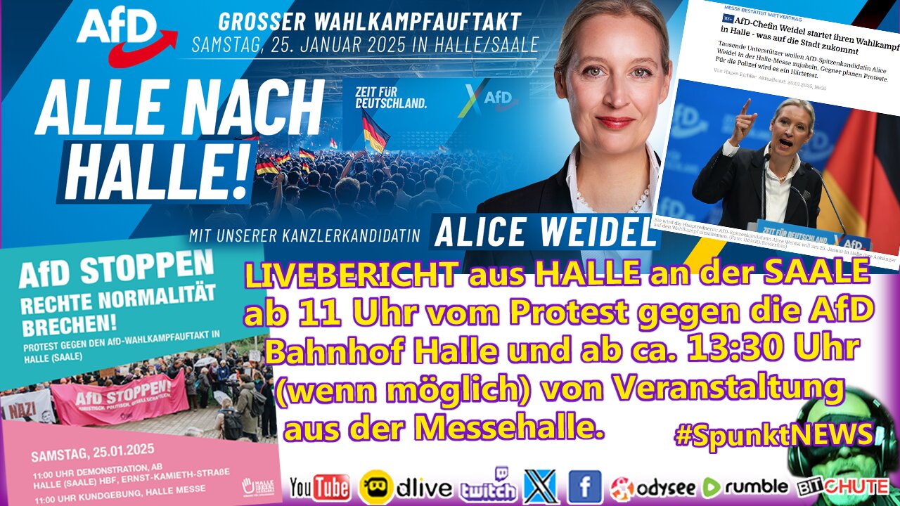 LIVE aus HALLE a.d. Saale AfD Wahlkampauftakt | Linksradikaler Gegenprotest: WIEDERSETZEN! #HAL2501