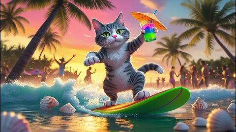 😻Cat videos funny dance 💃😃 In Beach Party #funnycats #dancingcat #catlovers