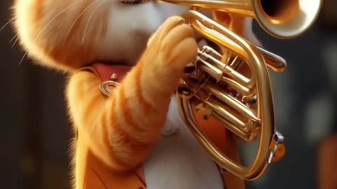 The Cutest Little Ginger Kitten You'll Ever See! Playing the Tarararara Trumpet