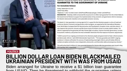 Biden threatened to withhold a $1 billion USAID loan guarantee unless Ukraine fired the prosecutor