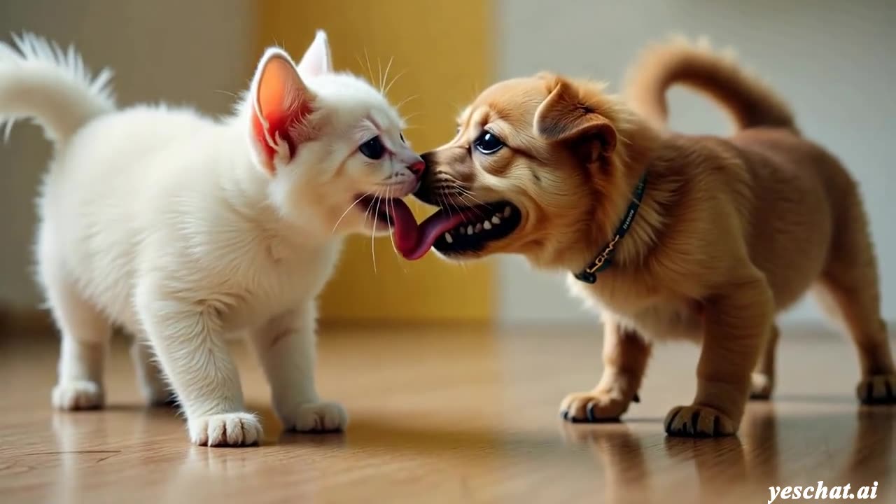 Funny cat and dog