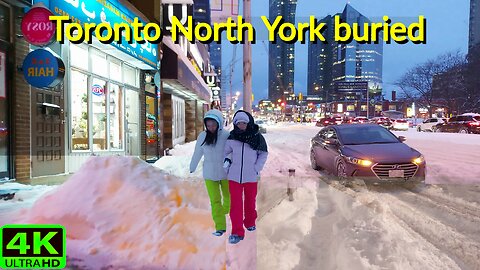 【4K】Toronto big snowstorm 🌨 North York Canada 🇨🇦