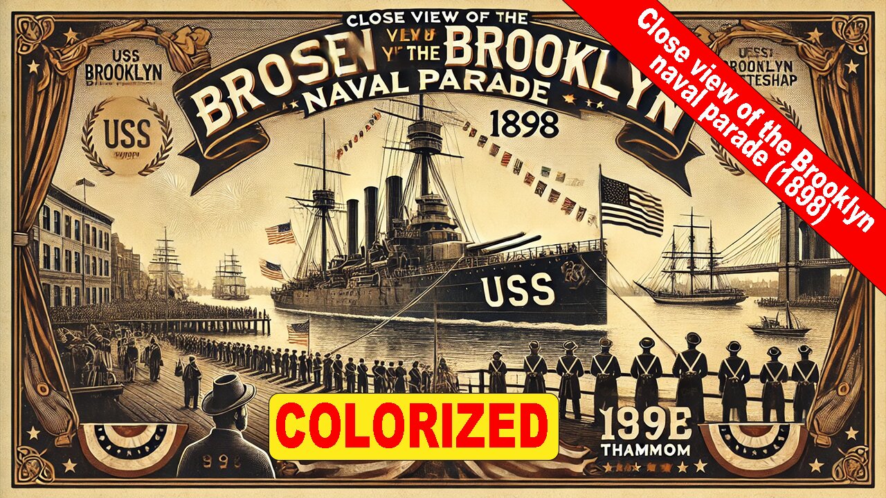 Close View of the Brooklyn, Naval Parade (1898) | Old Colorized Movie