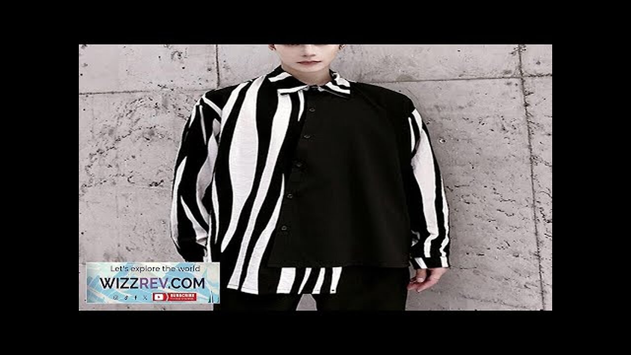 INCERUN Men Patchwork Zebra Stripe Shirt Fashion Slant Placket Casual Lapel Long Review