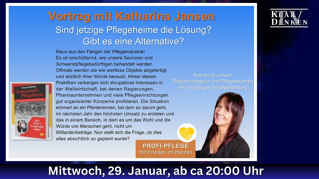 Vortrag mit Katharina Jansen - Sind jetzige Pflegeheime die Lösung? Gibt es eine Alternative?