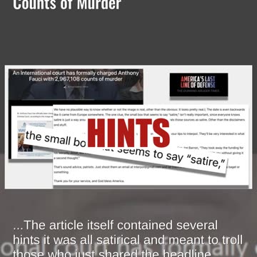 Fact Check: International Court Did NOT Charge Fauci with 2,967,108 Counts of Murder
