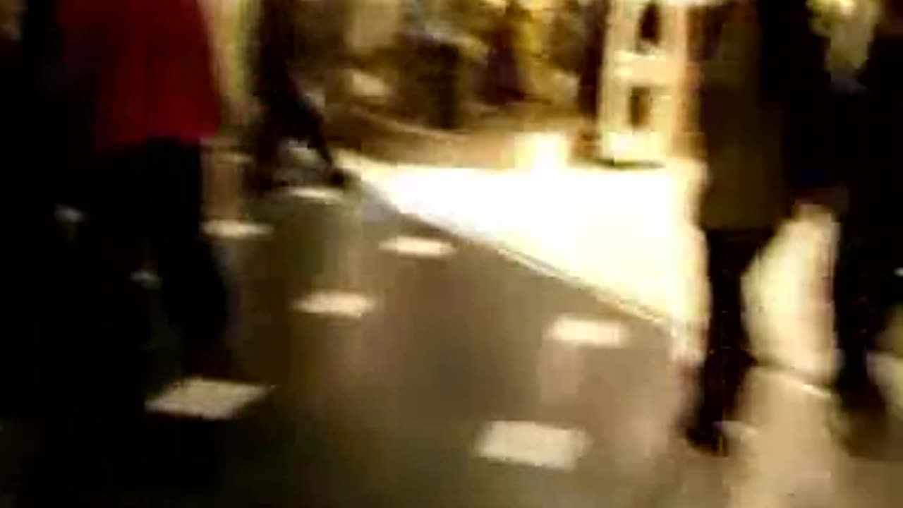 Idiot kid falls off escalator