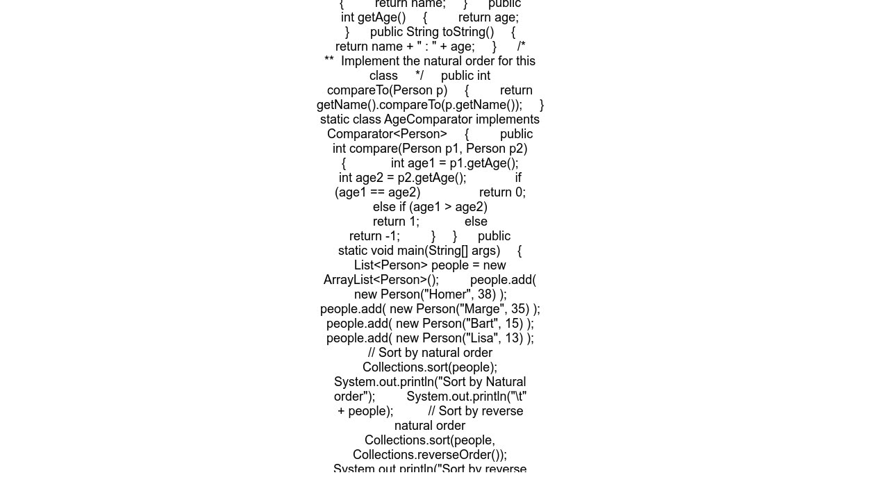 Sorting using Comparator- Descending order (User defined classes)