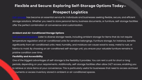 Flexible and Secure: Exploring Self-Storage Options Today — Prospect Logistics