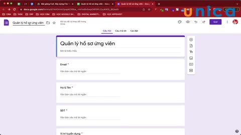 Bài 2 Nhập liệu hồ sơ ứng viên thông qua Google Forms