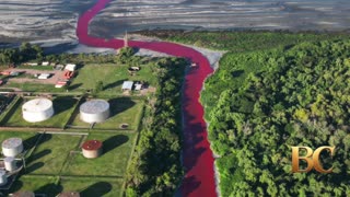 River in Buenos Aires turns blood red, alarming residents