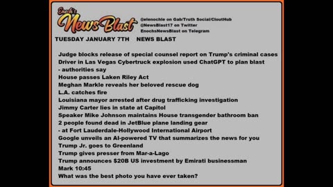 Tuesday, January 7, 2025 News Blast