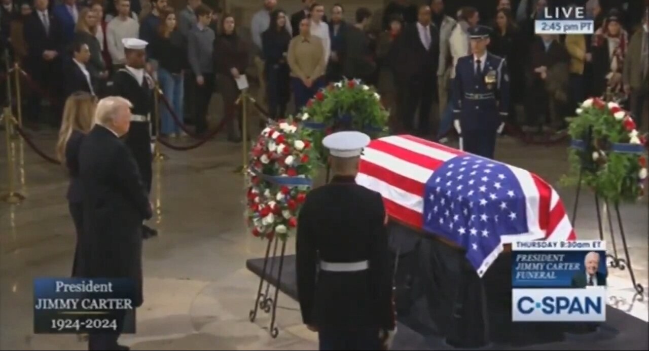 President Trump and Melania Trump Pay Respect To Jimmy Carter