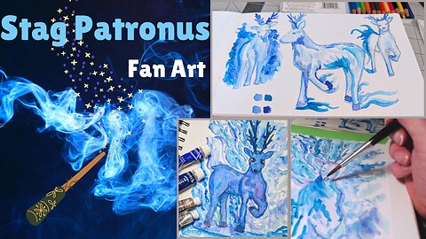 Stag Patronus - Harry Potter Fan Art - Watercolor Illustration