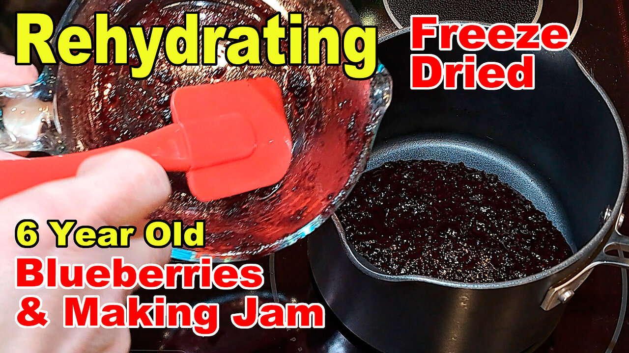 Making Blueberry Jam from 6 year old Freeze Dried Blueberries (and Making Cookies)