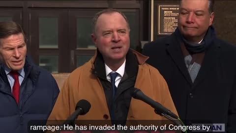 Panic in DC! Senator Adam Schiff gives speech in front of FBI building during Patel confirmation