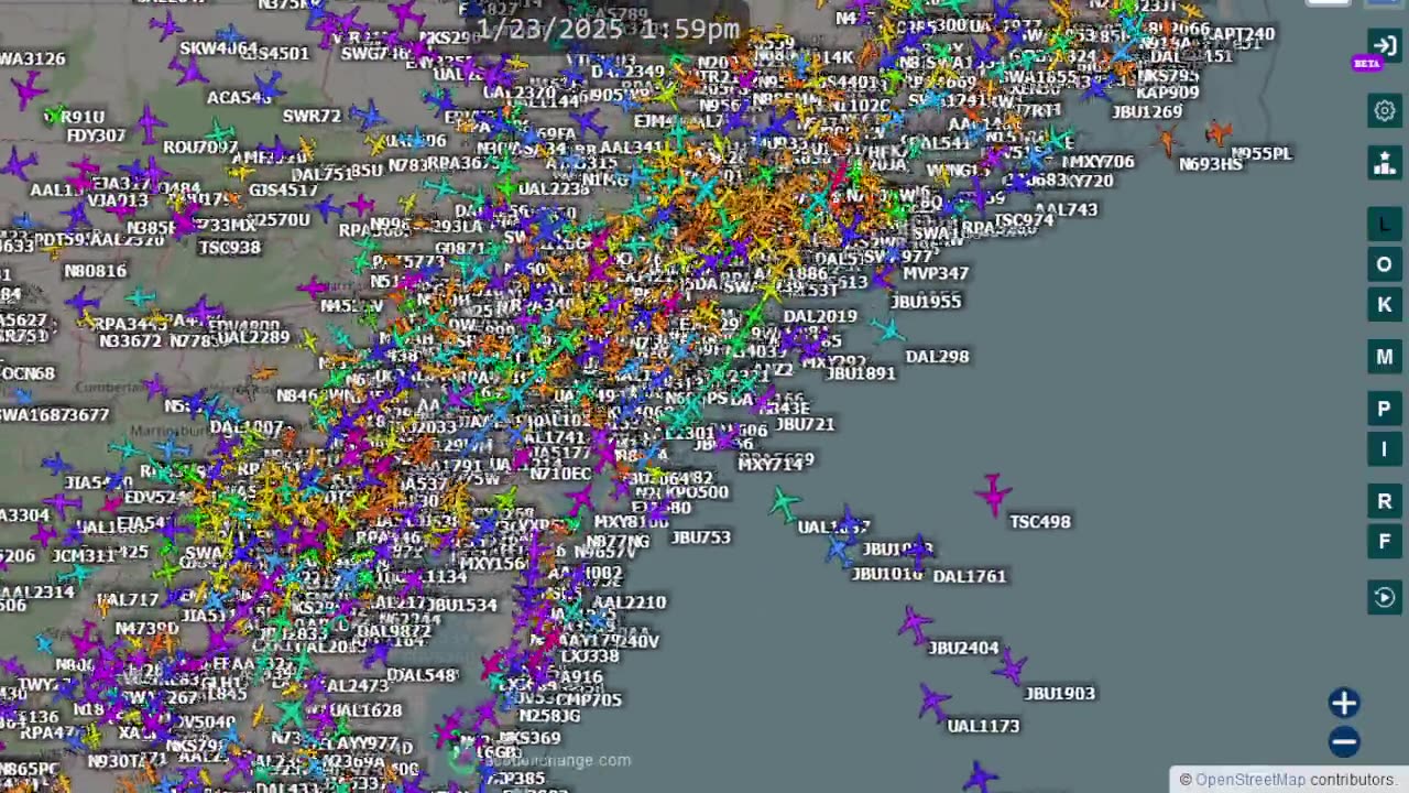 NY NJ Airplane Time Lapse for January 23rd 2025 - better late than never - no audio -