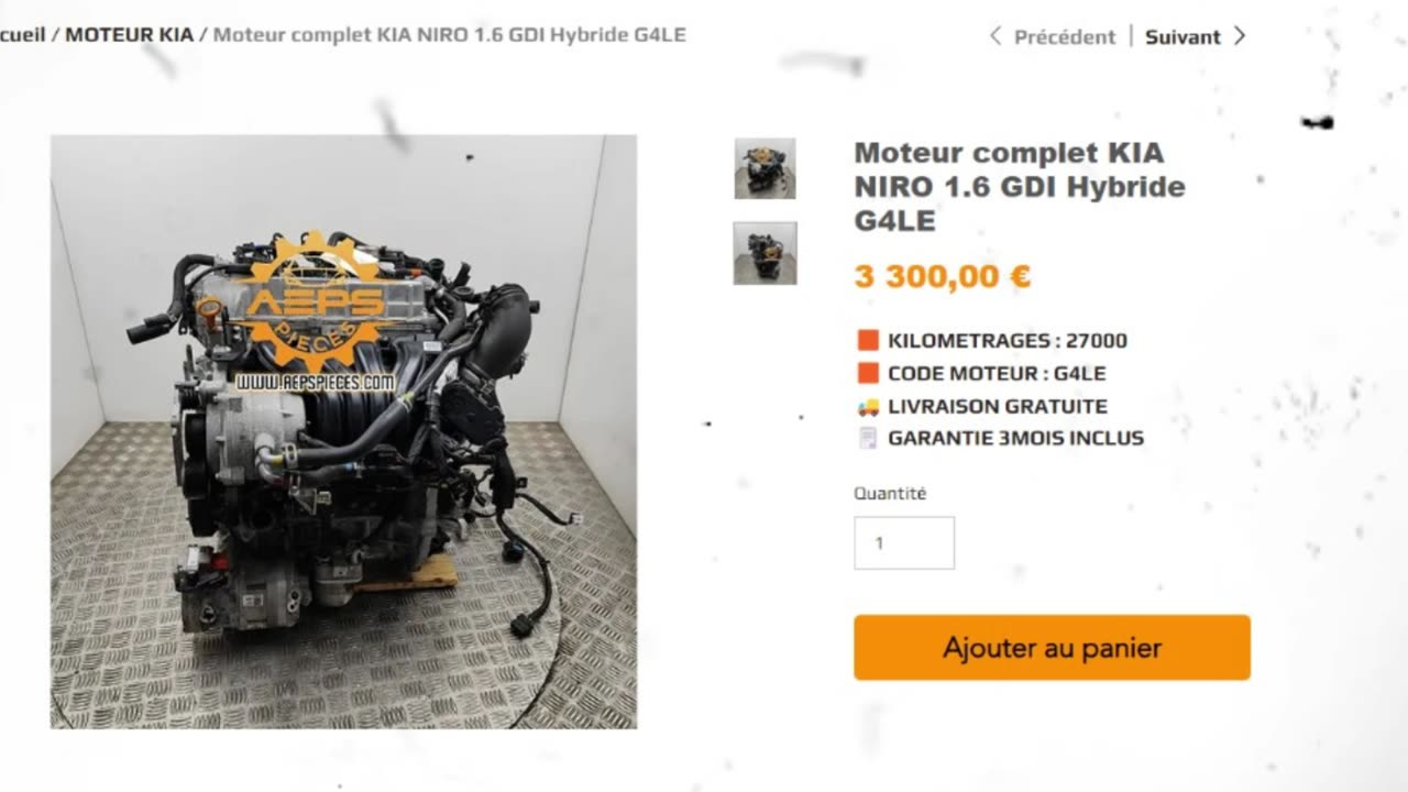 AEPSPIECES.COM - Moteur complet KIA NIRO 1.6 GDI Hybride G4LE