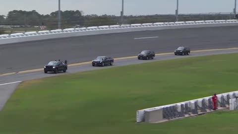 U.S. President Donald J. Trump does two laps with “The Beast” as the pace car