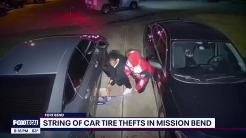 Niggers steal the wheels off a white woman's car