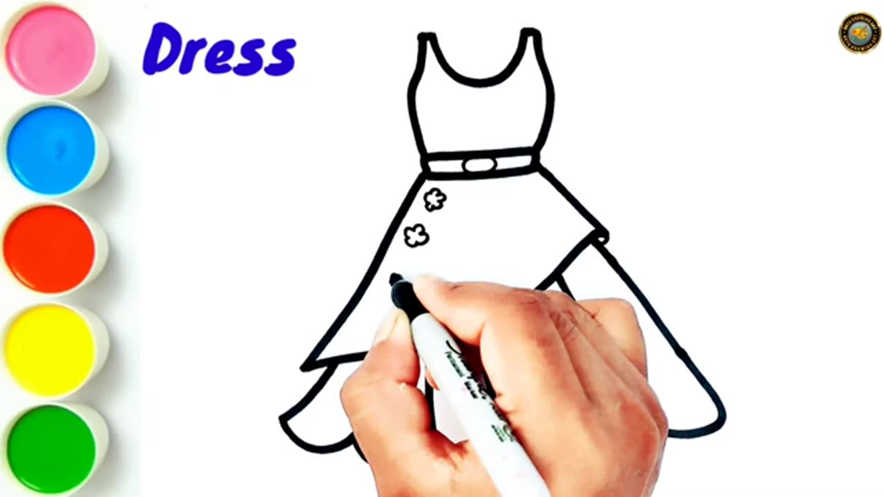 How draw girls dress drawing __ easy cute girls frock drawing __ frock drawing with colour By Arya