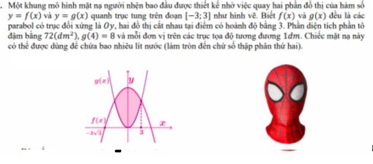 Toán 12: Xoay quanh trục Oy: Một khung mô hình mặt nạ người nhện bao đầu được thiết kế nhờ việc quay