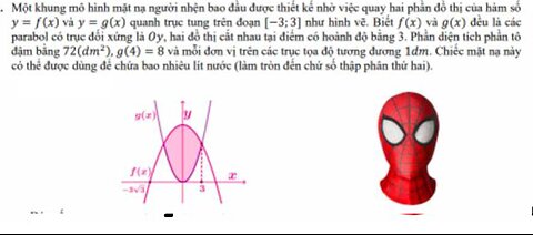 Toán 12: Xoay quanh trục Oy: Một khung mô hình mặt nạ người nhện bao đầu được thiết kế nhờ việc quay