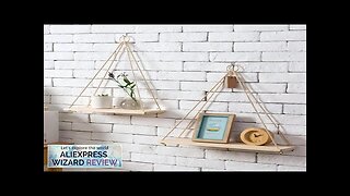 1PC Wood Swing Hanging Rope Wall Mounted Floating Shelves Home Living Room Review