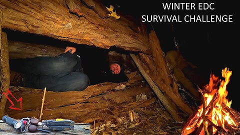 WINTER Survival Challenge NO TENT NO SLEEPING BAG edc pocket items