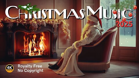 Relaxing Christmas Music | Royalty-Free with Santa and Cozy Fireplace Ambience 🎄