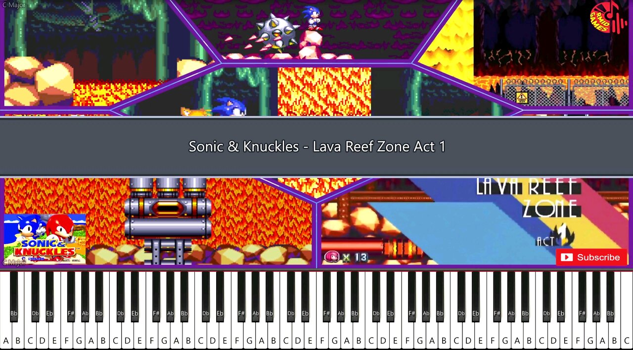 Sonic & Knuckles - Lava Reef Zone Act 1 Piano MIDI