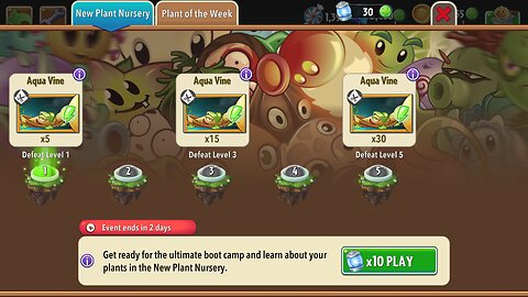 Plants vs Zombies 2 - Plant Nursery - Aqua Vine - March 2025