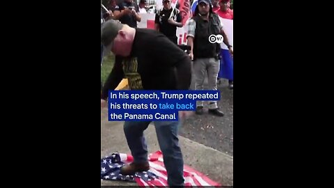 Panamanian man stomps on the American flag after Trump says we are taking the Panama Canal back