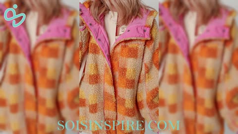 Checkered Long Sleeve Sherpa Hooded Jacket