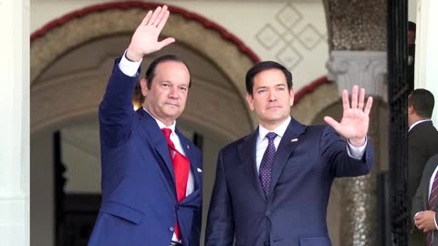 Marco Rubio arrives for a meeting with Panama's President Mulino