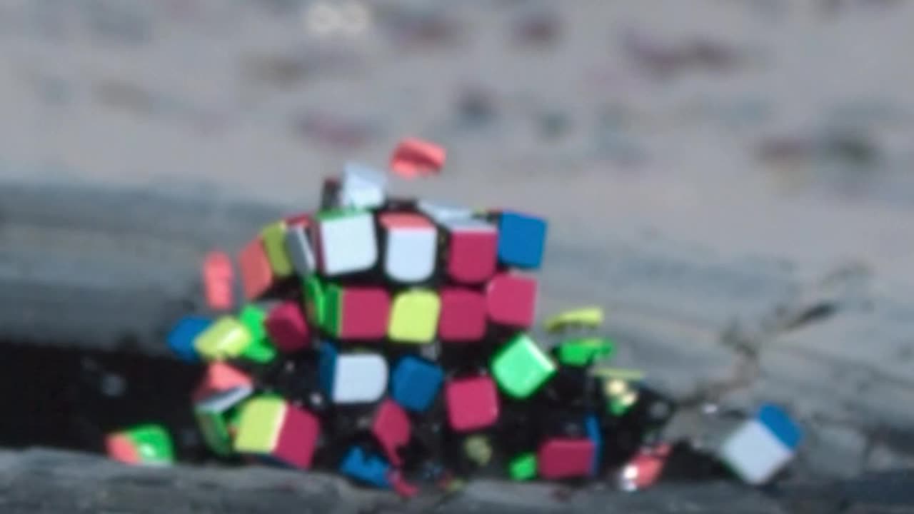 This is what happens when you shoot a rubix cube...