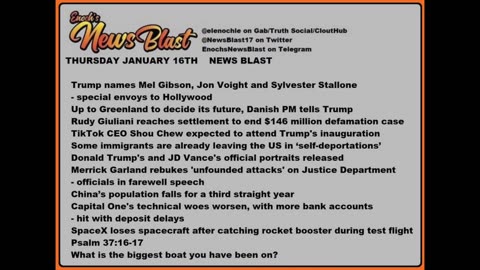 Thursday January 16, 2025. News Blast